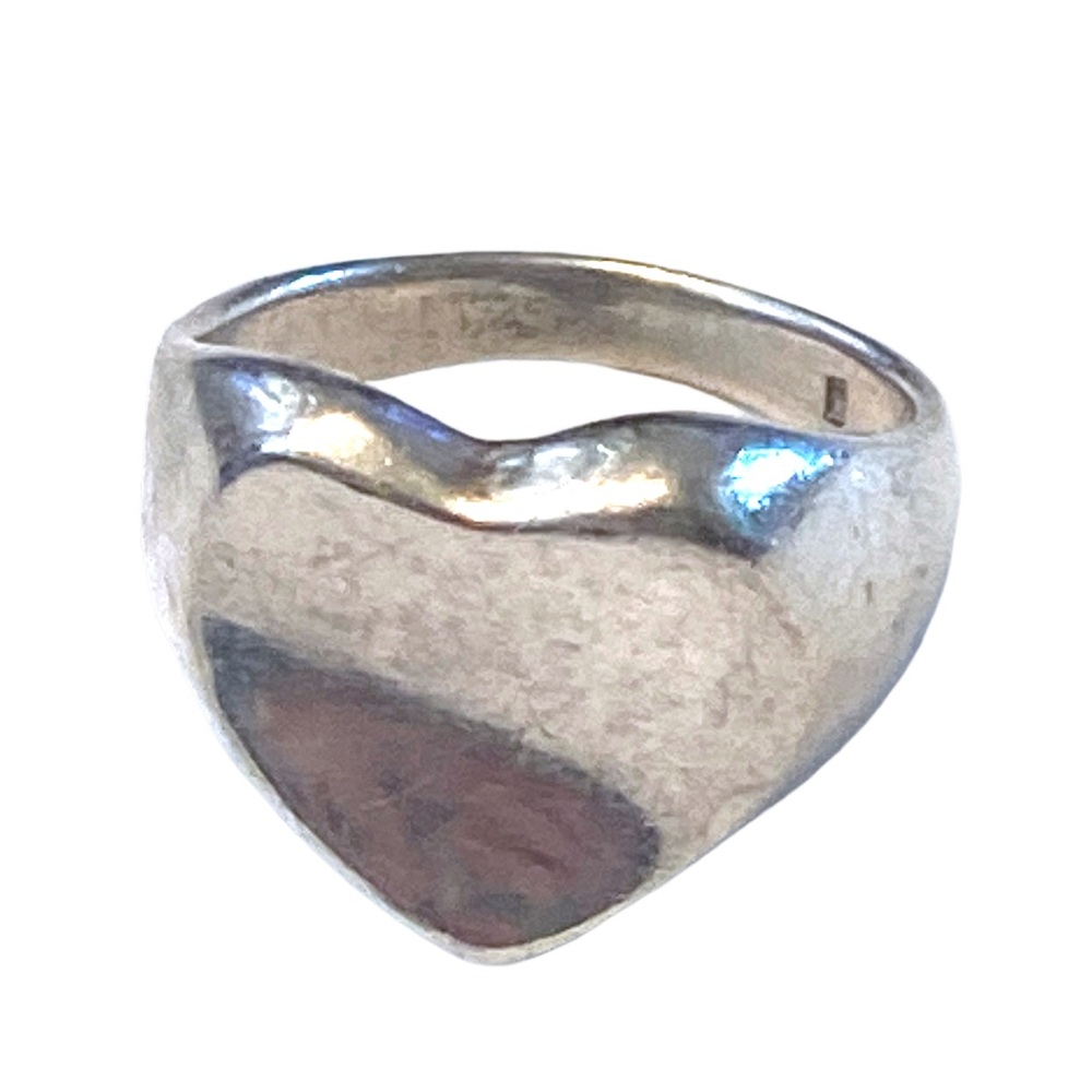 Heart Modern Abstract Design Sterling Silver Ring 925